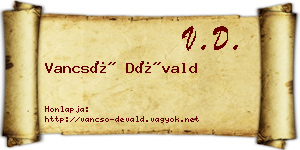 Vancsó Dévald névjegykártya